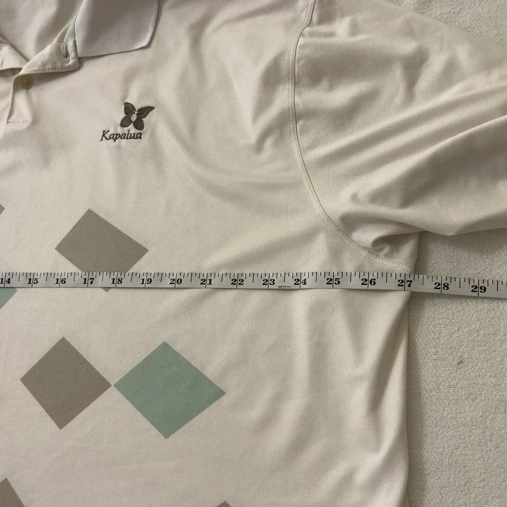Nike Golf Polo Shirt Mens 2XL White Kapalua Argyle Dri-FIT Tour Performance